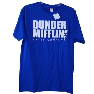 New Dunder Mifflin Tee Medium Blue Short Sleeve The Office Blue White